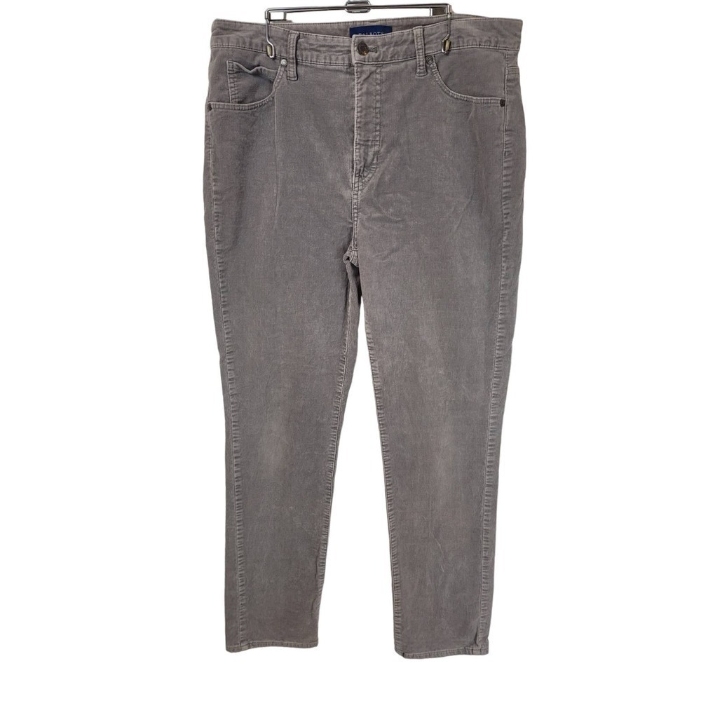 Talbots Women's Stretch High-Waist Straight Leg Gray Corduroy Pants